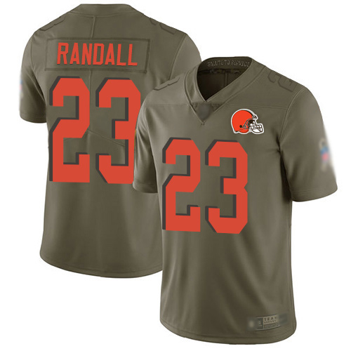 Cleveland Browns Damarious Randall Men Olive Limited Jersey #23 NFL Football 2017 Salute To Service